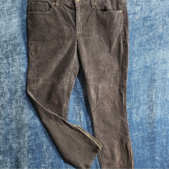 J. Crew Dark Blue Corduroy Crop Zip Pants 10 - Picture 2 of 6